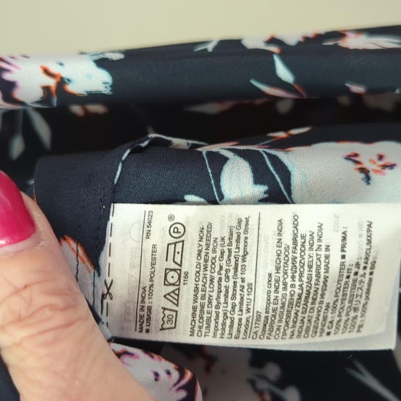 Banana Republic Navy Floral Blouse Size XS - Picture 7 of 10